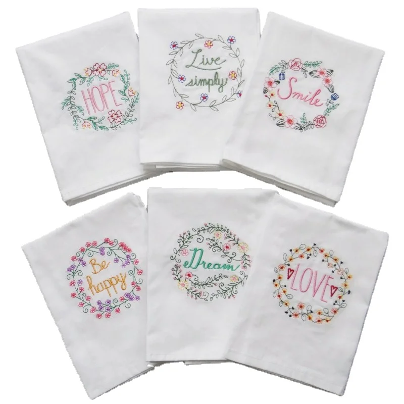 Cotton white embroidered wine cup towel household cloth napkin