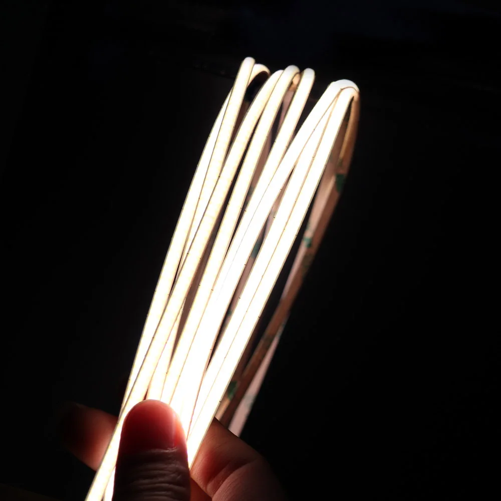 High Density 4mm LED Ribbon Light DC 5V 12V 24V 480 Leds 4mm 5W IP20 Flexible COB LED Strip Light