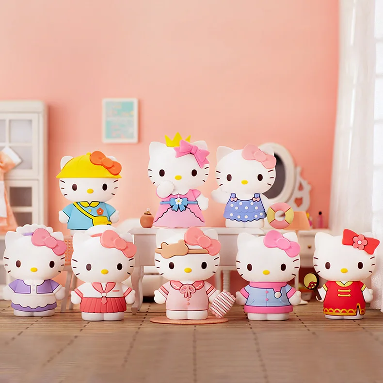 Hot Selling Anime Carton Sanriom PVC Figure Set Cute Pink Hallokitty KT HK Kitty Desk Car Figure Cute Ornament Cake Accessories