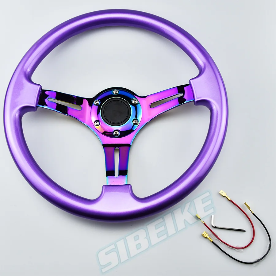 Racing Universal Neo Chrome Purple Car 350mm 14inch JDM Steering Wheel ABS Steering Wheel