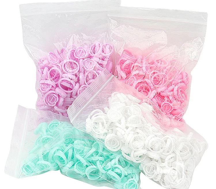 Pink Permanent Makeup Adhesive Pigment Microblading Tattoo Ink Disposable Holder lash Glue Ring Cup Eyelash Extension Tools