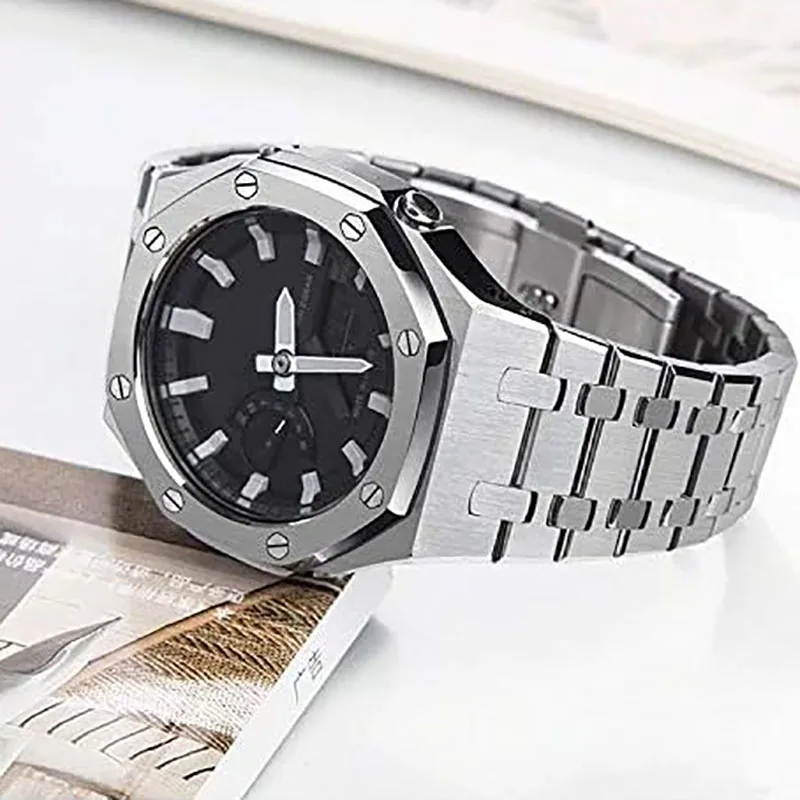 G Shock GA2100 черный чехол для часов из нержавеющей стали розового золота Безель ремешок Casio