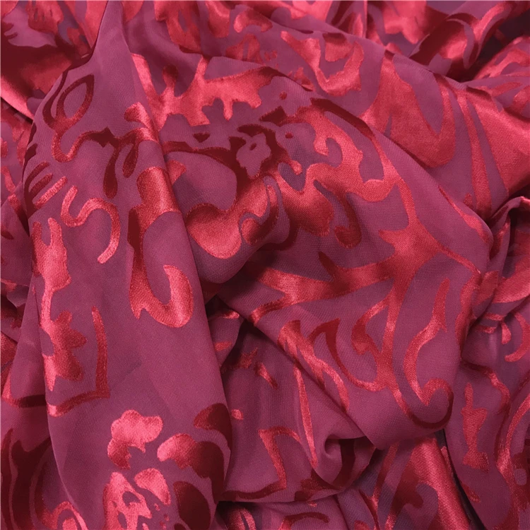 
Plain Dyed Red Silk Satin Burnout Fabric 19mm Silk Rayon Bournout 