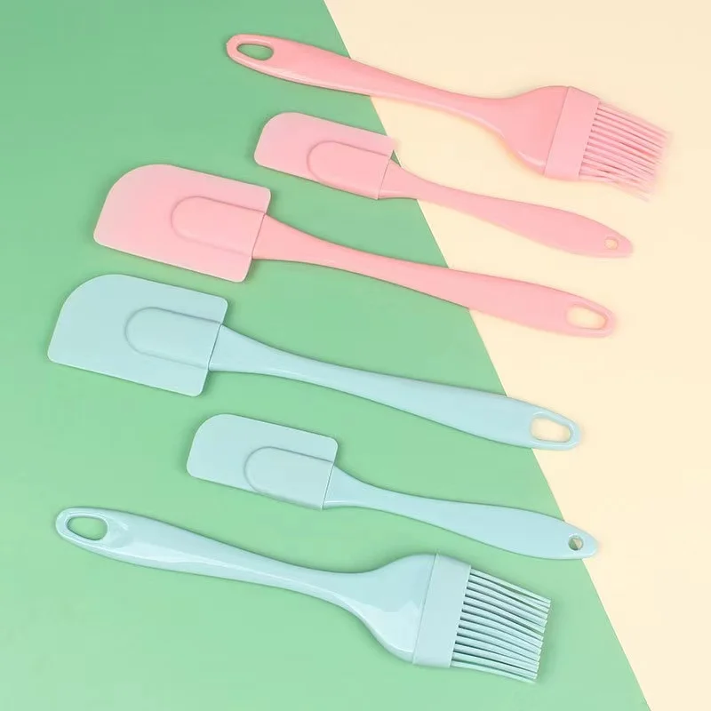 Promotion Gift Kitchen Children Cake Tools Set 3pcs Mini Brush Mixing Scraper Silicone Spatula For Kids
