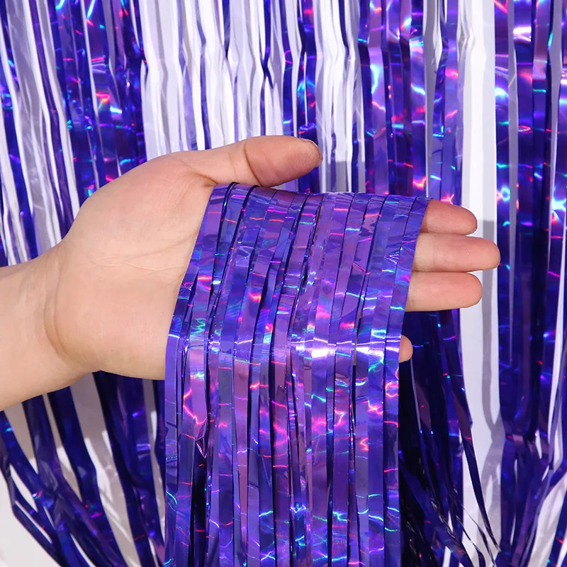 Wholesale 1*2m Metallic Curtain Wedding Birthday Party Decoration Background Wall Dazzling Laser Tinsel Curtain