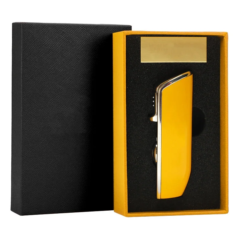 Wholesale windproof Cigarette lighter metal blue flame Refillable lighter torch for cigar Custom Logo