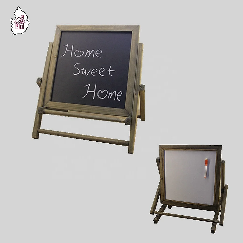 Rustic Wedding Chalkboard Signs for  Decorations A-frame Easel Chalkboard Sign with Display Shelf