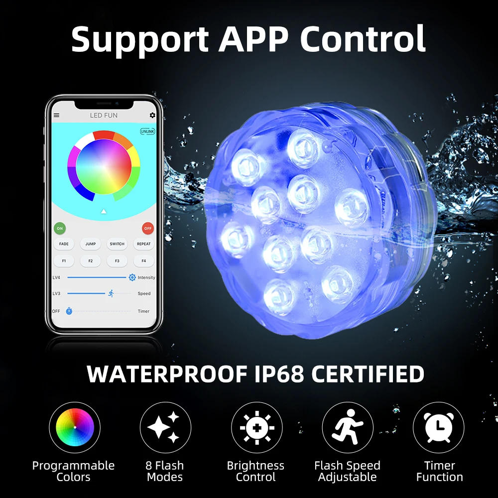 Underwater Swimming Pool LED Lights Solar Floating Waterproof Puck LightsRemote Controlled Above Ground Submersible LED Lights