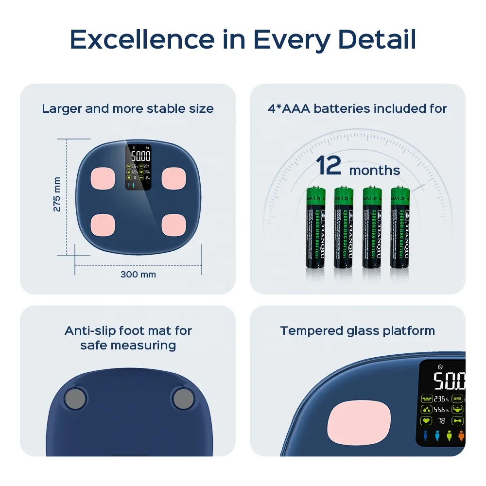 Free OEM Smart Scale Personal Digital Bathroom Scale with Welland New Original Indoor VA Screen Body BMI Heart Rate Scale