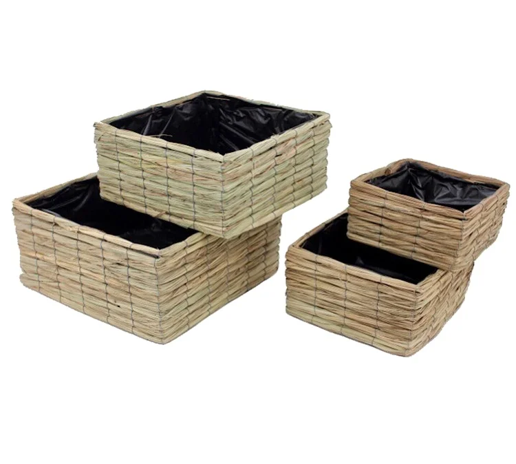 
Best Selling Natural Rattan Basket Squares Fabric Storage Laundry Fruit Vietnam Bread Food Rattan Basket 