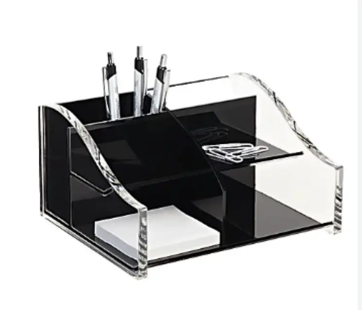 Creative Elegant Style Office Black Acrylic Plastic Desktop Business Card Organizer Holder For Home Use