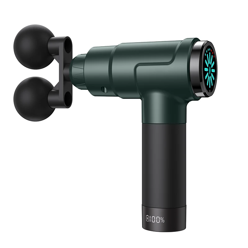 Two Heads Muscle Press Release Friction Device Fascia Gun Intelligent Variable Speed Electric Vibrating Body Massage Gun