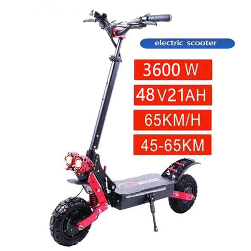 NEW  48v 3600W acceleration motor foldable electric scooter with 10-inch 65km/h off-road scooter kick electric wide tire