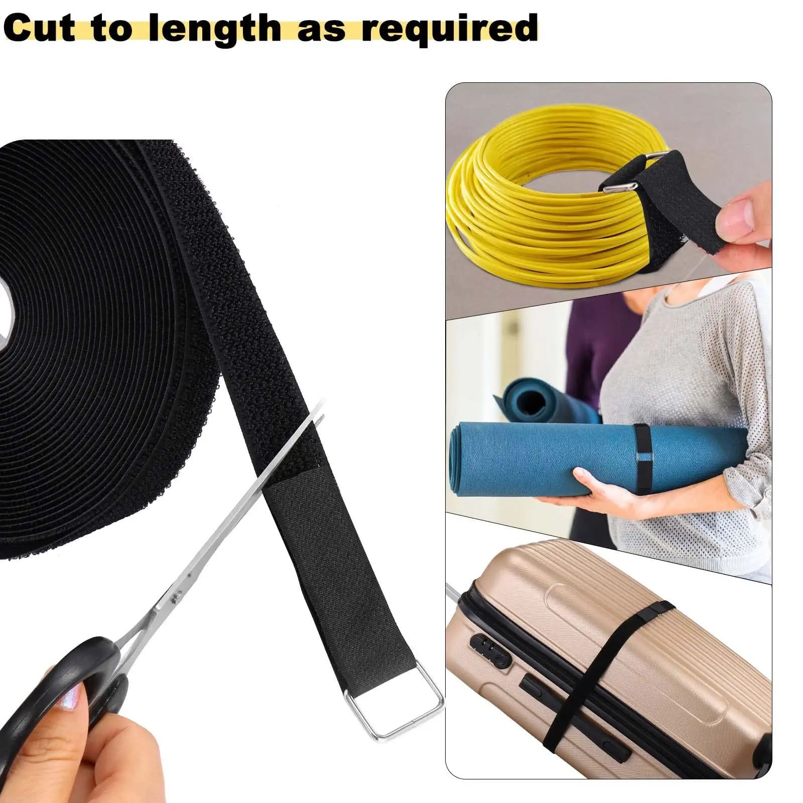 Hot Selling Black 2 in 1 Hook and Loop Straps Reusable Adjustable Fastening Nylon Securing Cord Ties for Organizer Storage