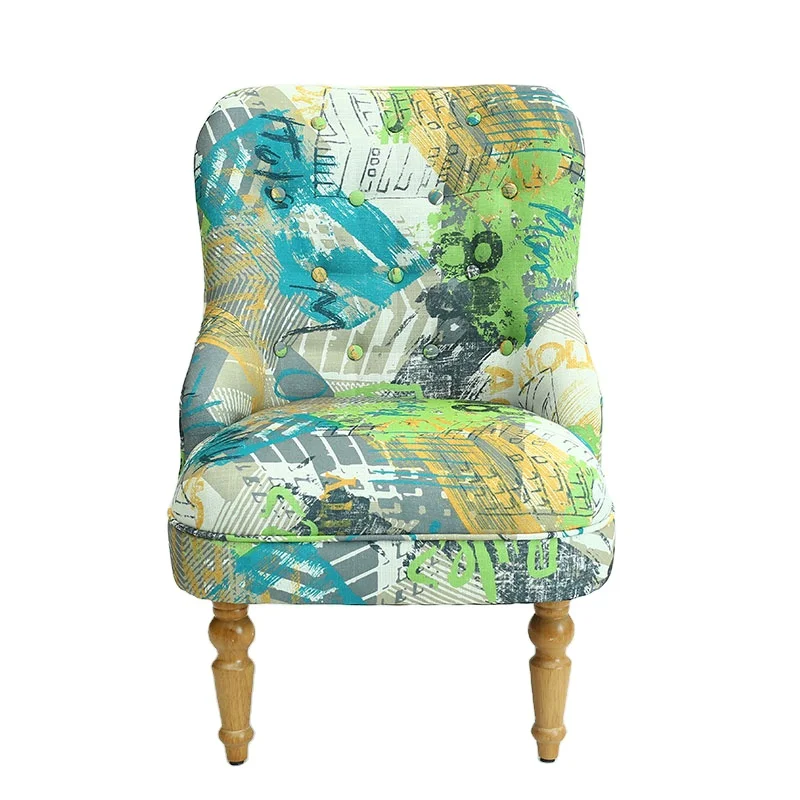 Living Room furniture Single Sofa Curved Back Modern Leisure Chair Print Fabric Accent Chair