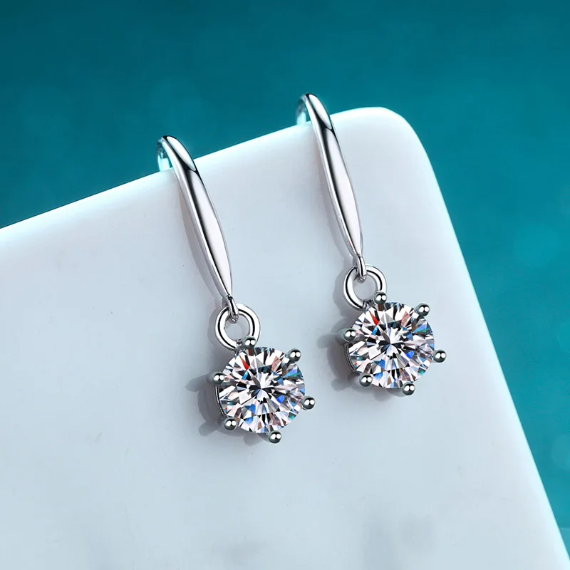 Romantic Earrings Platinum Plated Wholesale Jewelry Sterling Silver GRA Certified VVS Moissanite Diamond Earring for the Beloved