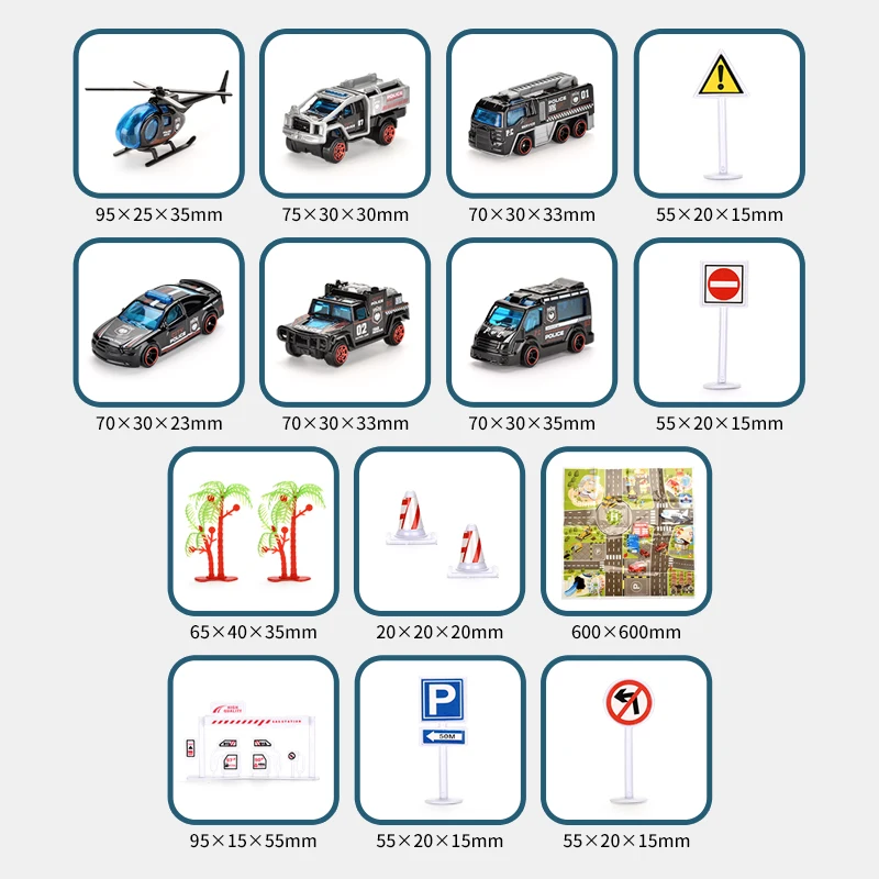 1:64 Police Car Set Toys Diecast Mini Alloy Car
