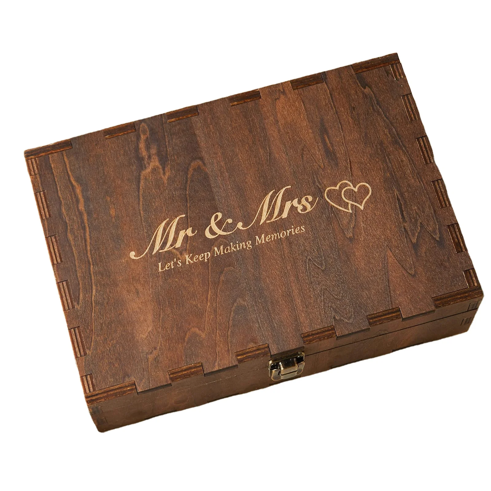Wooden Memory Gift Box with Lid for Wedding Bridal Shower Engagement Anniversary Valentines Day Gifts Storage Boxes Bins