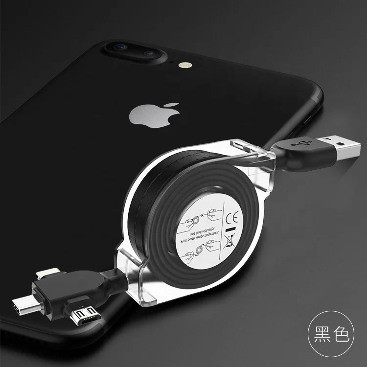 Custom Logo Universal Retractable Multi 3 in1 USB Charging Charger Cable for huawei xiaomi phone fast charging usb data cable