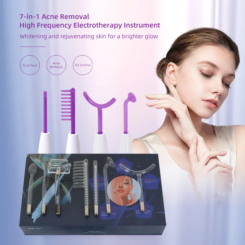 7 in 1High Frequency Wand Skin Facial Massager Facial Machine Other Home Use Beauty Equipment