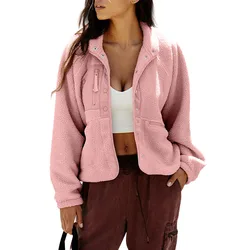 Wholesale Front Zipper Pocket Monogrammed Hiking Mountain Sherpa Jacket Vintage Girls 90s Deep Pile Fleece Jacket