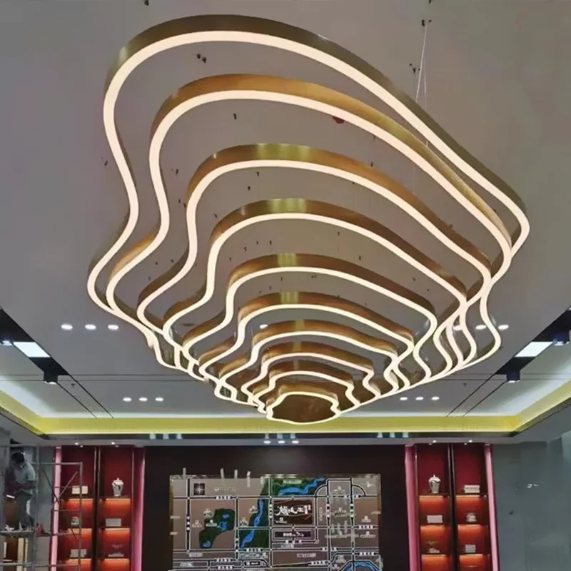 hot sale modern lighting chandeliers ceiling Stainless steel diy unique Ice Mountain hotel Custom project pendant light