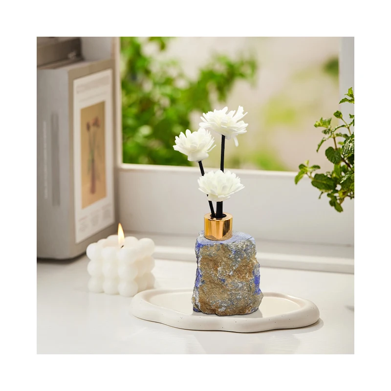 Luxury Natural Raw Stone Crystal Craft Lapis Lazuli Aromatherapy Diffuser Bottle