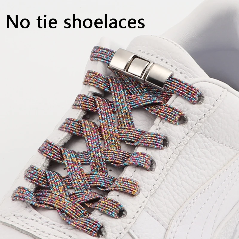 2024New No Tie Shoelaces metal Press Lock Shoelaces without ties Elastic Laces Sneaker Flat lazy Shoelace