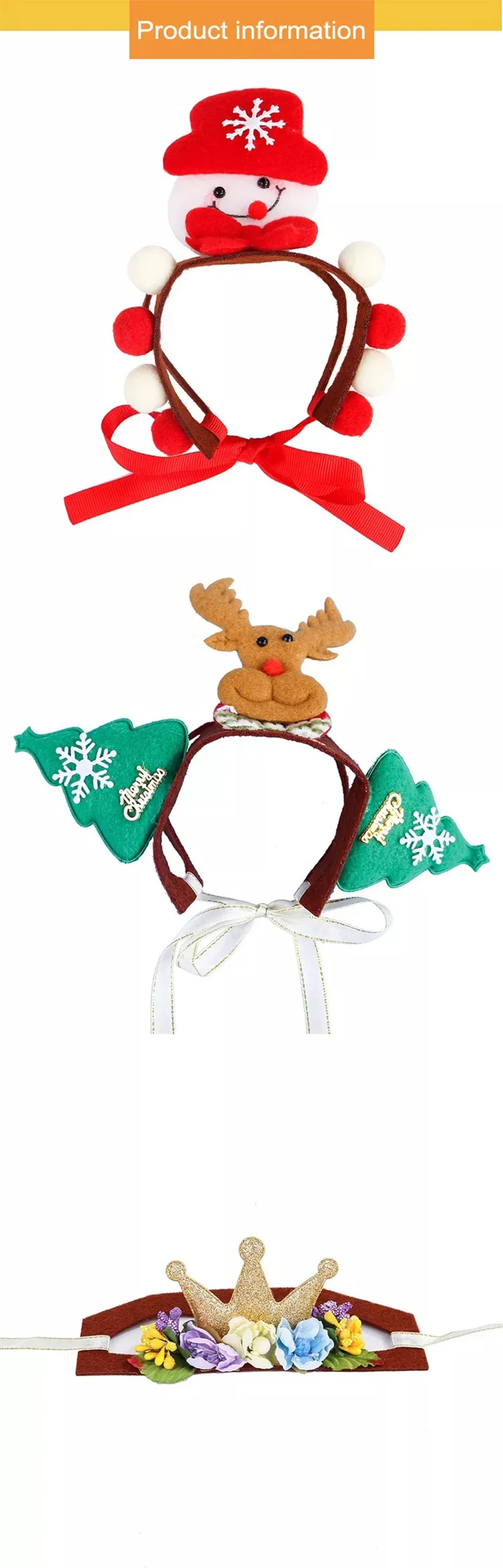 Pet Christmas Hair Ornaments Gifts Cute Headwear Santa Claus Dog Xmas Headdress Cat Christmas Headband