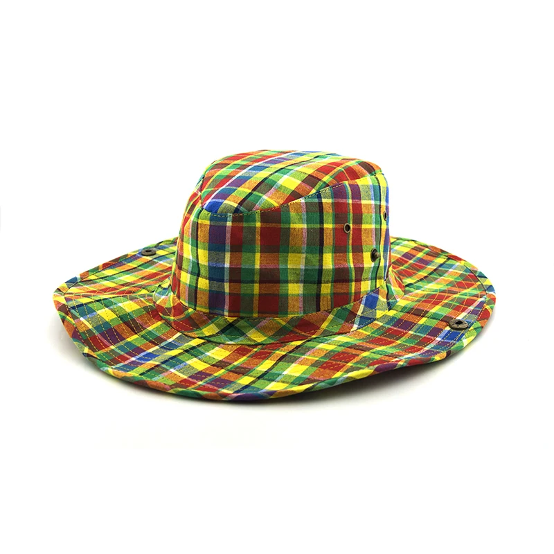 Cheap Wholesale Man Ladies Fashion Western Cheap Checked Cowboy Hat
