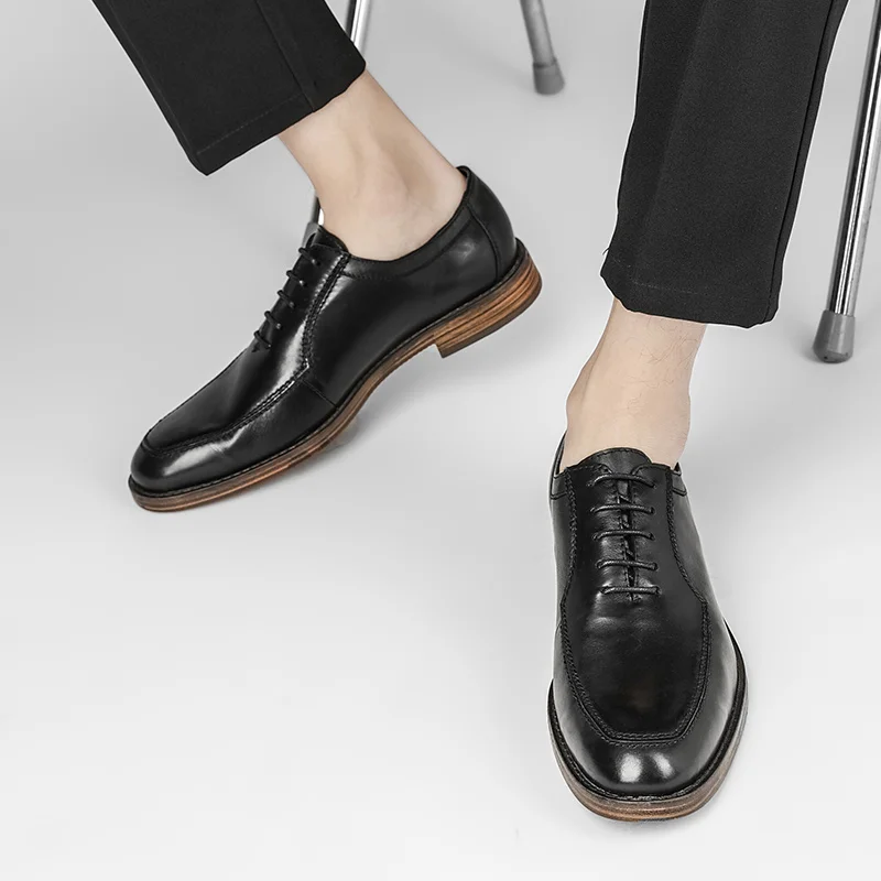 Fashion Men Office Shoes Genuine Leather Shoes Walking Style Short Boots New Modal Shoes