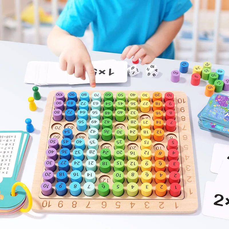 Montessori Wooden Math Game For Kids - Double-Sided Boards For Addition And Multiplication - Educational Toy For Preschoolers