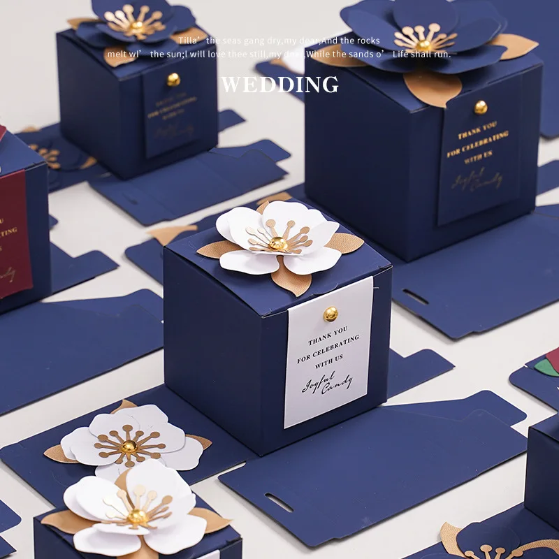 Deluxe Пользовательские Свадебные синие бумажные подарочные коробки напечатаны для упаковки