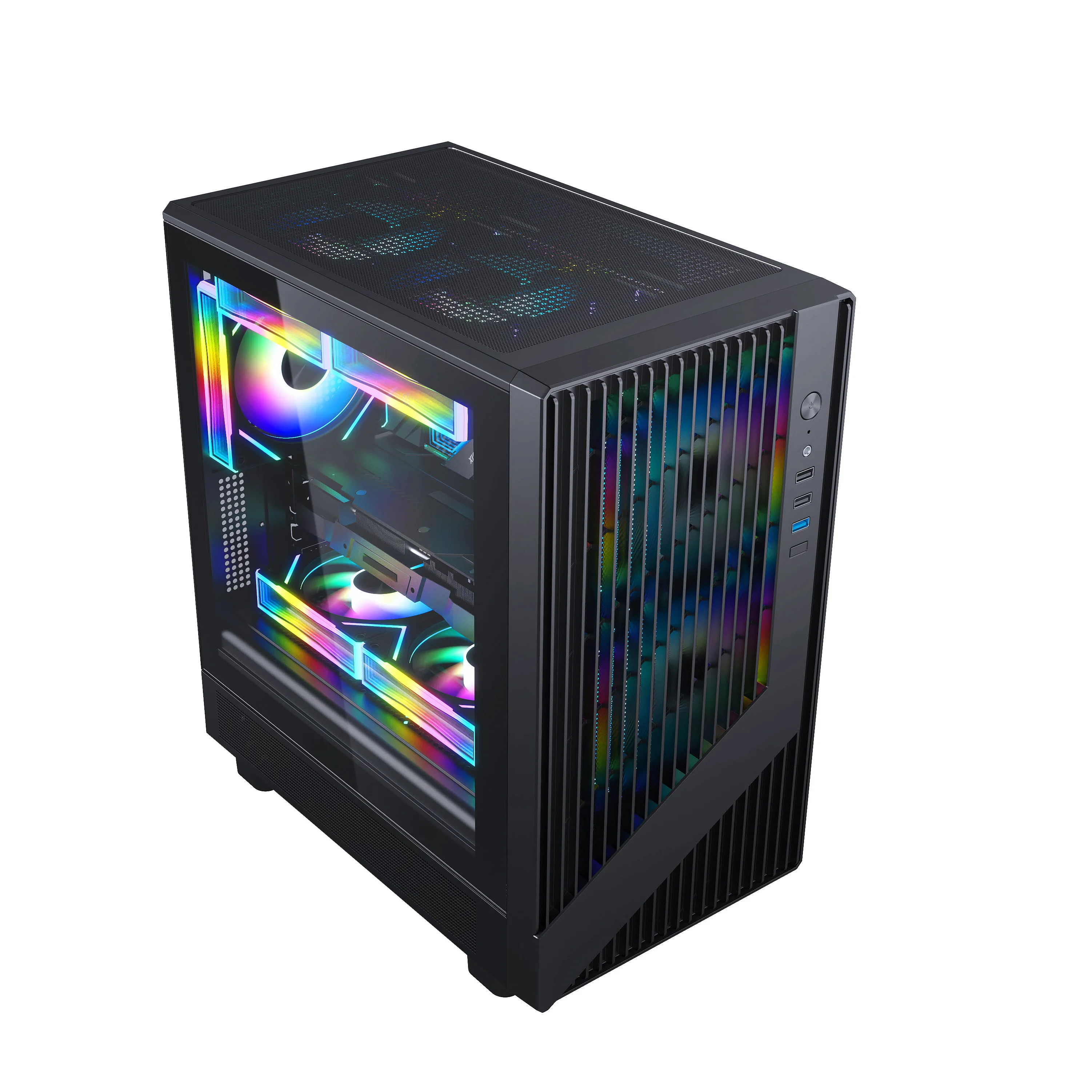 Ruix Meteor black color gaming computer case high quality sea view micro-ATX gaming case for pc computer