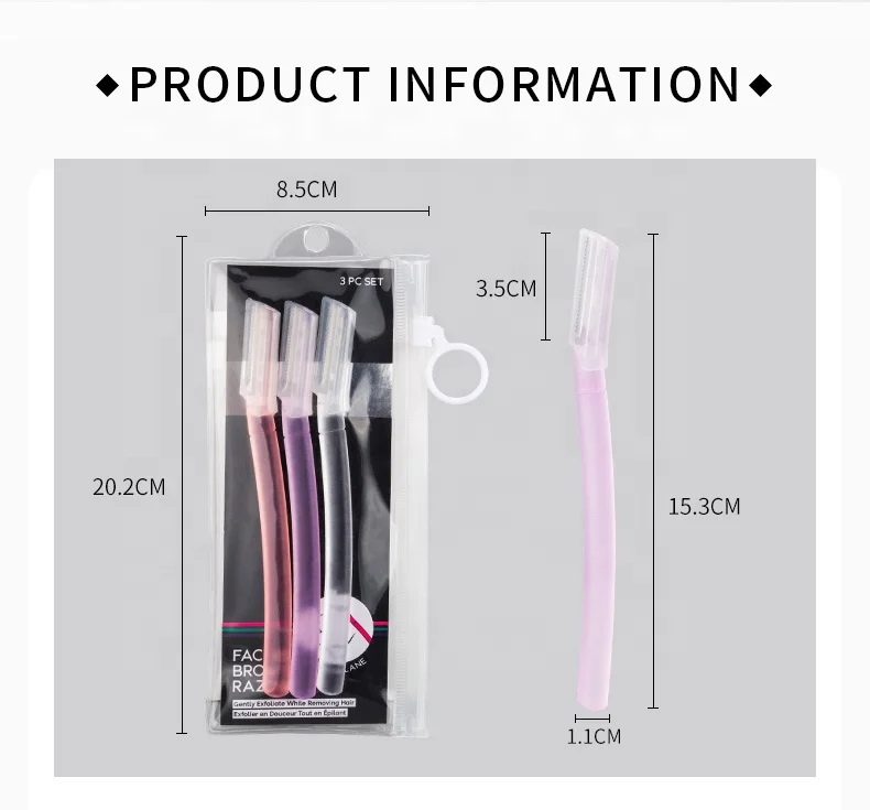 Private label stainless steel face exfoliating eyebrow razor dermaplaning professional tool set pack