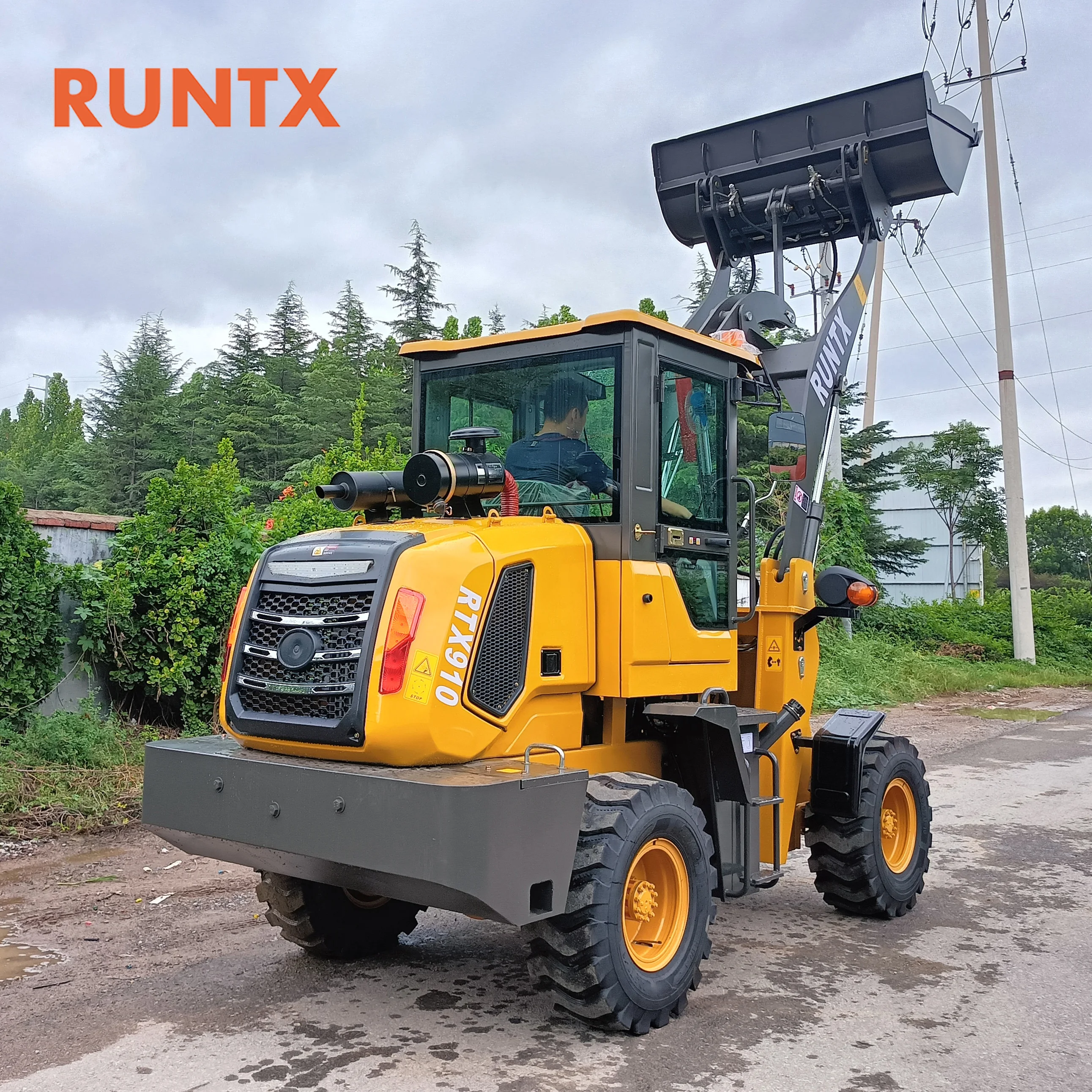 2024 front end loader 1 ton 1.5 ton 2 ton mini wheel loader with wooden grabbing clamps