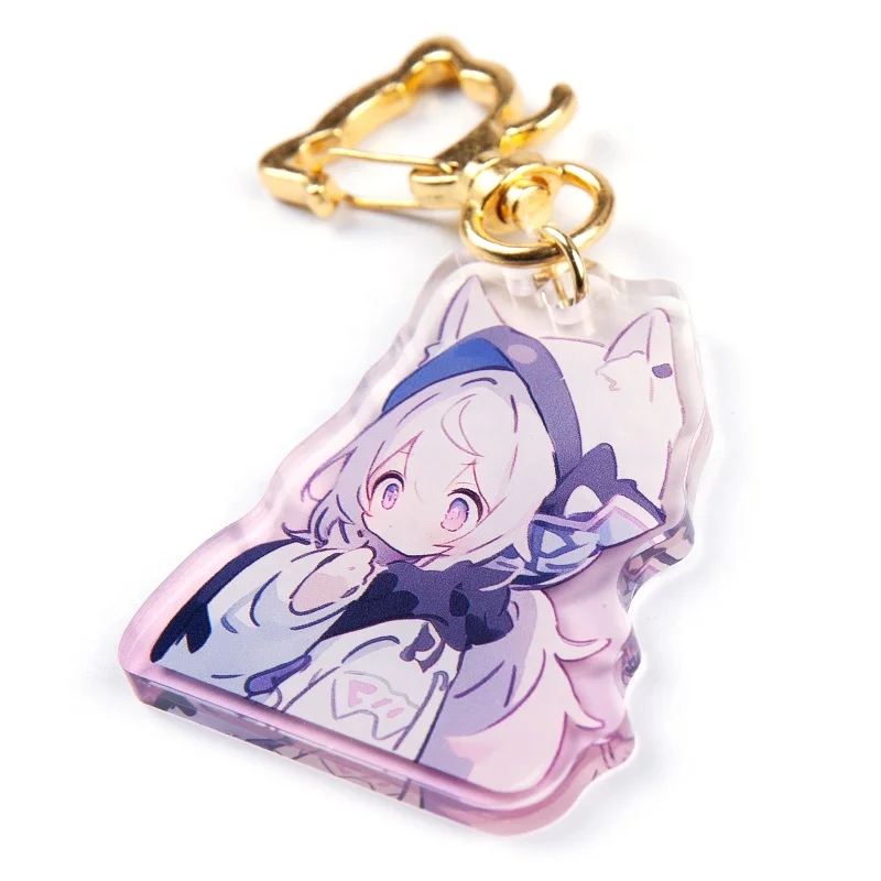 No Moq Cheap Custom Acrylic Keychain Kpop Holographic Layered Glitter Double Sided Keychain Charm With Polished Edges Kpop