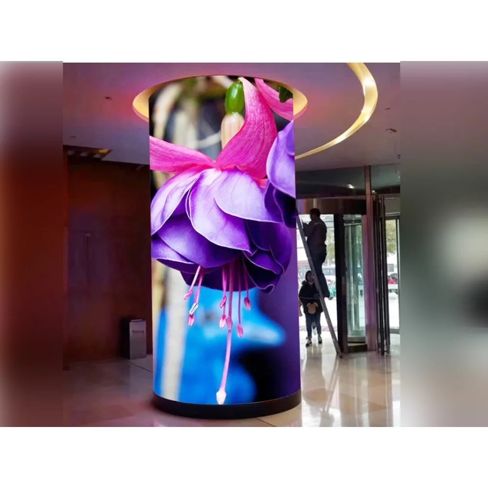 Indoor Digital Advertising Column Sphere Led Display Screen P2 Curve Tradeshow Round Corner Soft 360 Pantalla De Wall Circular