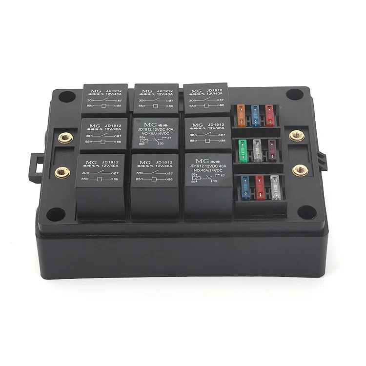 12V 40A 9 Relay and 9 Fuse Holder Block Box