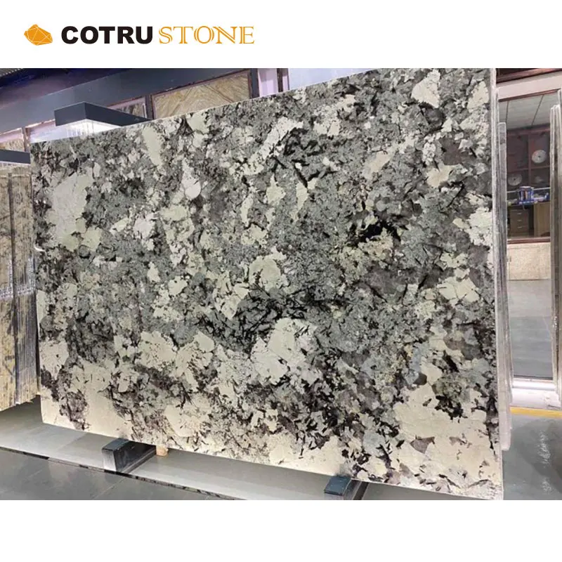 Jokul Silver White Marble Unique Noble Texture Rich Dark Color Based Natural Stone Material
