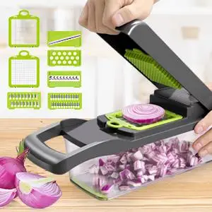 Professional Vegetable Sheet Chopper Mandoline Onion Dicer Veggie Slicer Nicer Fruit Cutter Portable 12 In 1 Blade Manual White
