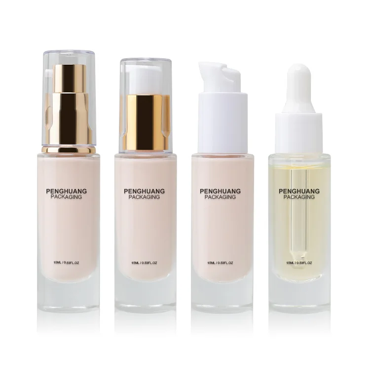 Refillable Glass Foundation Bottle Pump Press Bottle Sample Travel Cosmetic Container Dispenser for Skincare Packaging