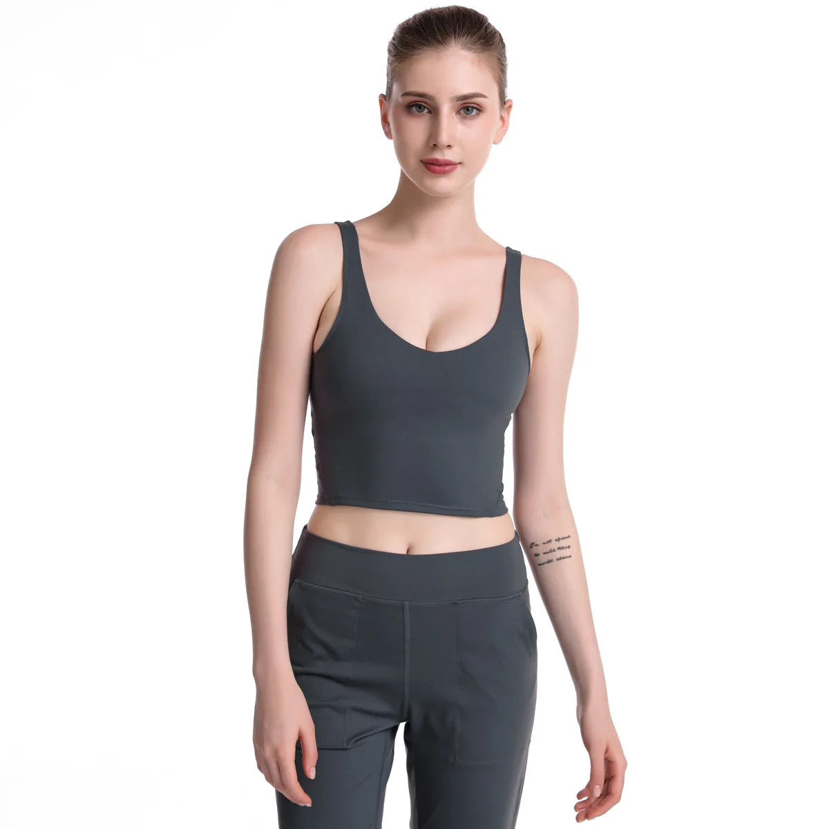 
lulu new double shoulder strap sexy sports underwear women gather breathable widened hem yoga sports bra vest 