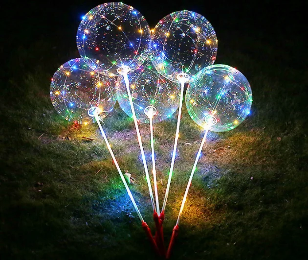 Party Toys LED String Light Night Glow in the Dark Balloon Ballon with Stick