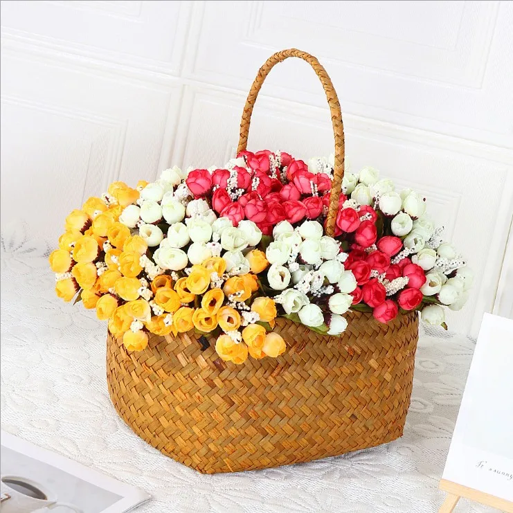 15 Heads Artificial silk tea bud rose flower bouquet table wedding decoration artificial flowers