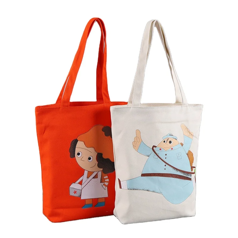 Eco friendly canvas tote bag organic cotton Cartoon large capacity tote bags