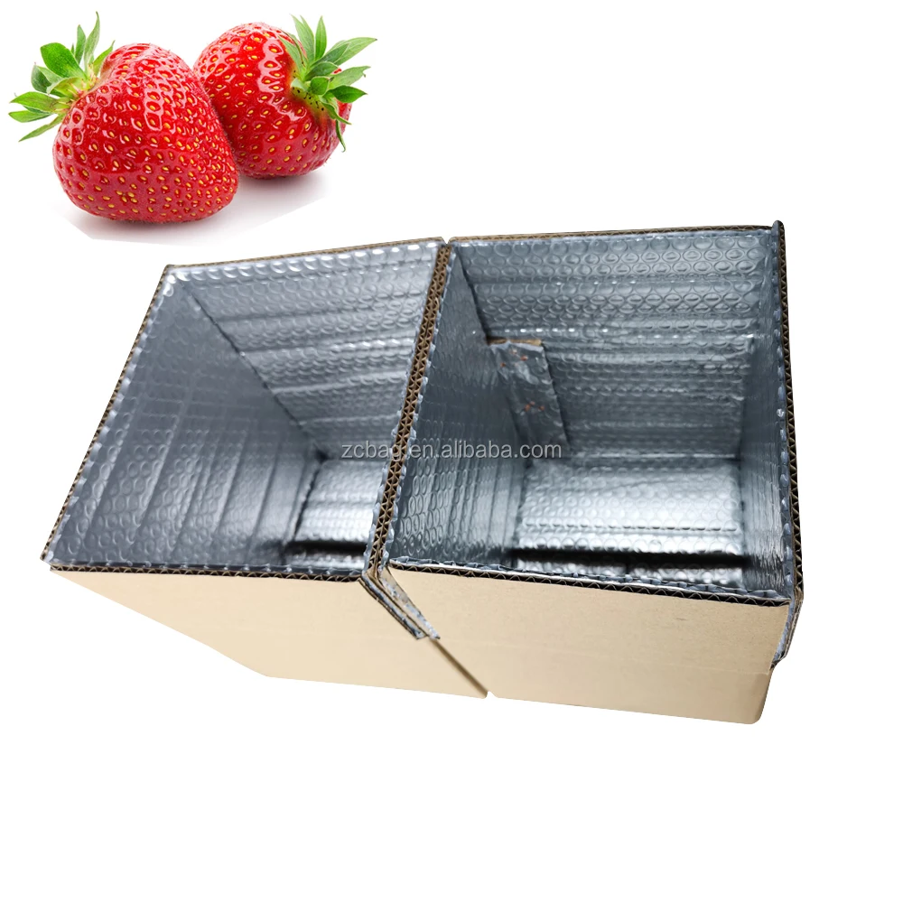 cold liner 20lb High Quality Bubble Aluminum Foil Lined Corrugated Insulated Carton Box Hot and Cool Food Delivery Shipping