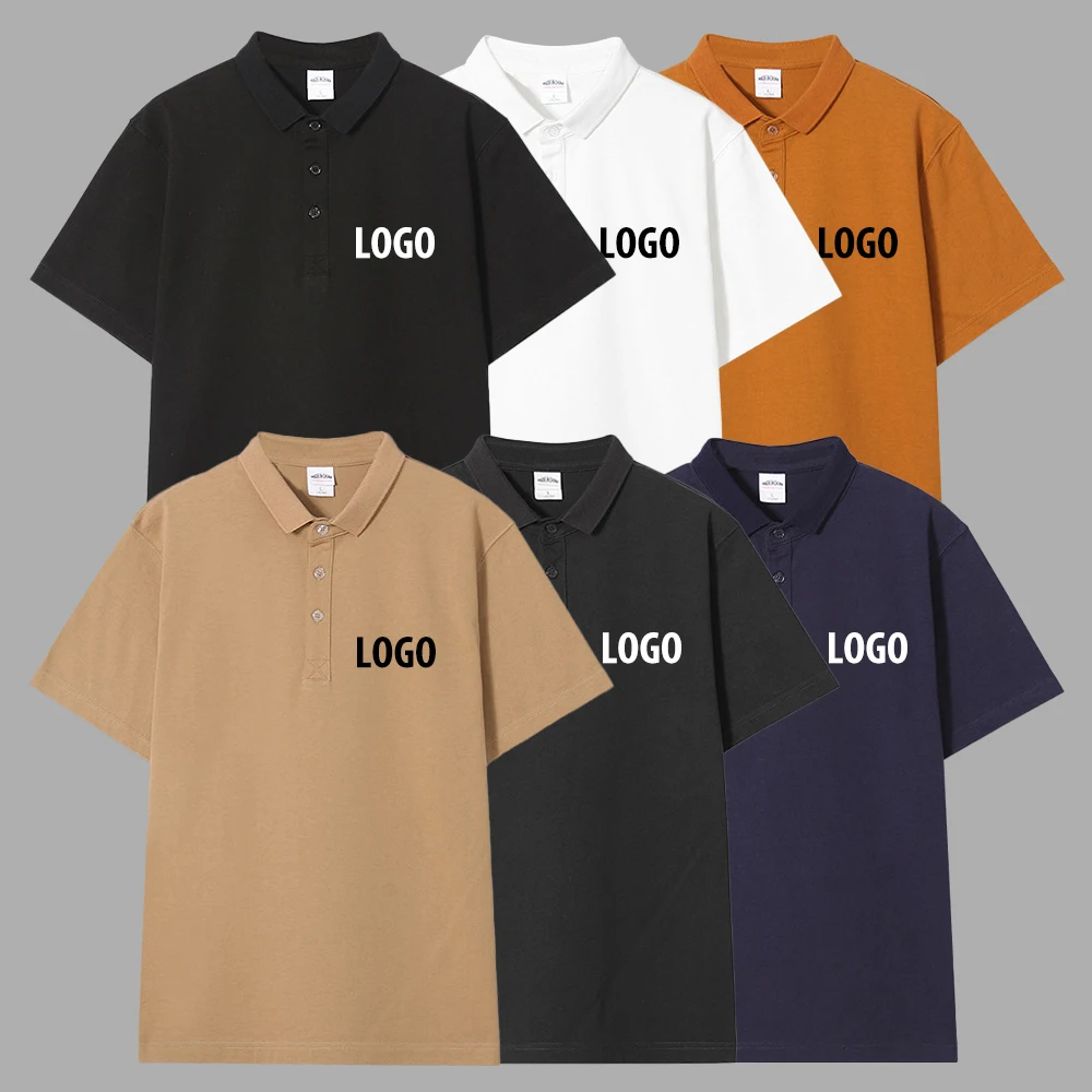 DFAK Customized 320 Gram 100% Pure Cotton Heavy Weight American Washed Stand Collar Loose Color Short Sleeve Men Polo Shirt