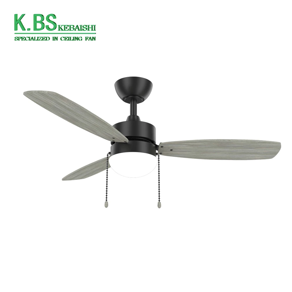 High Quality 44Inch Simple Modern Smart App Control Reversible Motor Black Ceiling Fan With Light