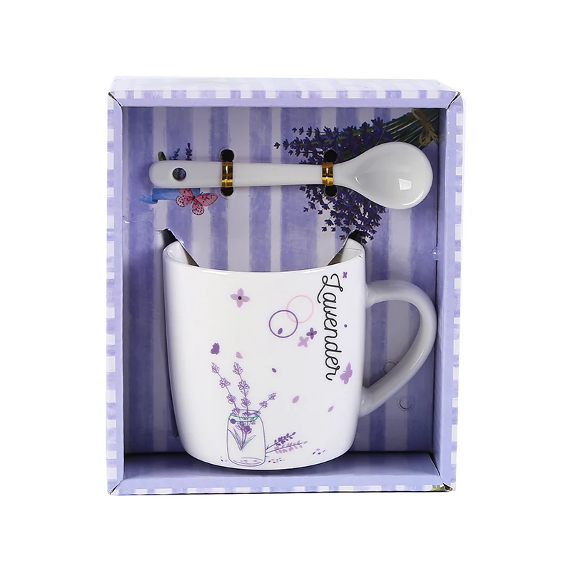 Portuguese Republic flower lavender  Tea Coffee Ceramic Mugs Customized Logo Acceptable coffee cup